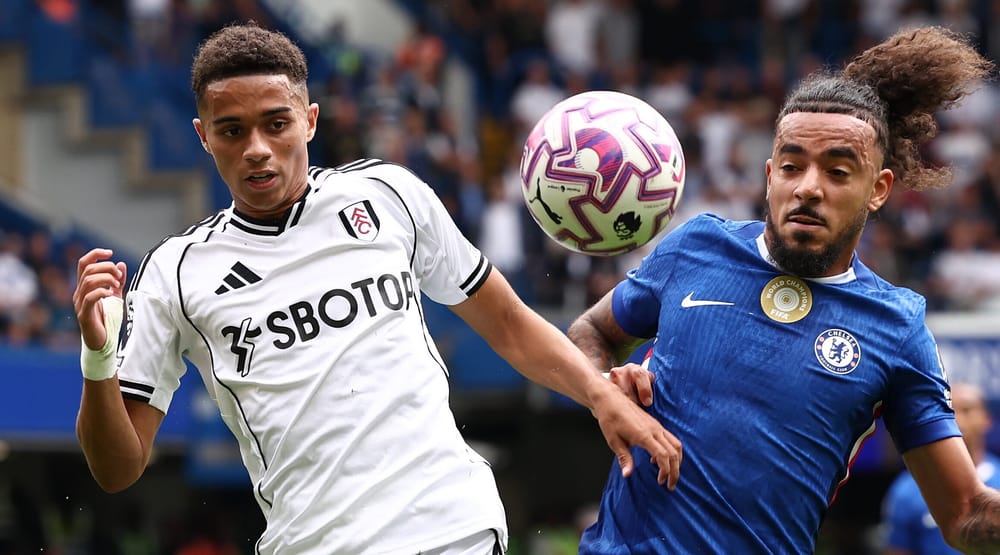 Joshua King of Fulham and Malo Gusto of Chelsea during the Premier League match between Chelsea and Fulham at Stamford Bridge, London, England on 30 August 2025.
