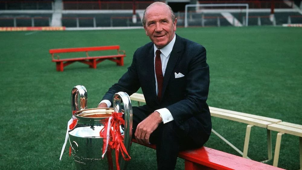 Sir Matt Busby with the European Cup