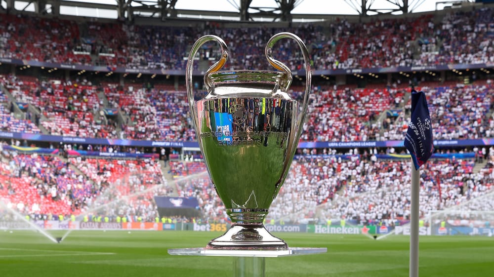 The UEFA Champions League Trophy during the Champions League Final match between Paris Saint-Germain and Arsenal at Puskas Arena Park, Budapest, Hungary on 30 May 2026.