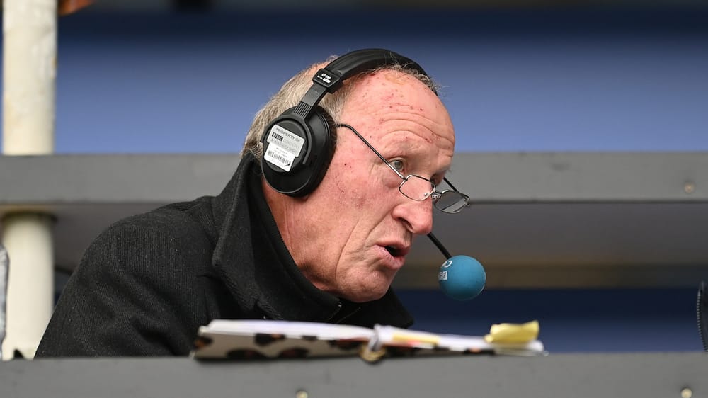 Coventry City legend Steve Ogrizovic on media duties during the EFL Sky Bet Championship match between Coventry City and Reading at the Coventry Building Society Arena, Coventry, England on 22 April 2023.