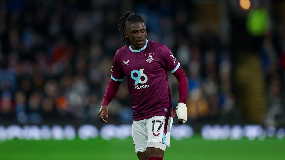 Burnley forward Loum Tchaouna  (17)   during the Premier League match between Burnley and Crystal Palace at Turf Moor, Burnley, England on 3 December 2025.