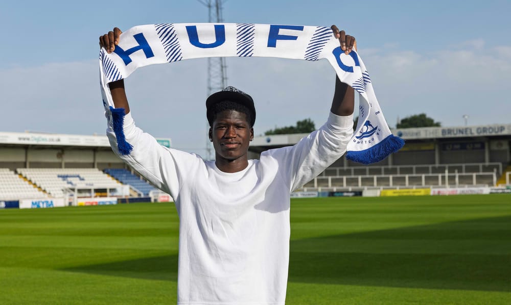 Terry Bondo at Victoria Park following the completion of his move to Hartlepool United.