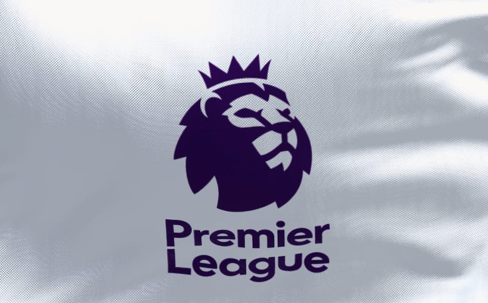 London, ENG, July 2022: Close-up of the Premier League flag waving in the wind. Premier League is the top level of the English football league system. Fabric textured background. Illustrative editorial