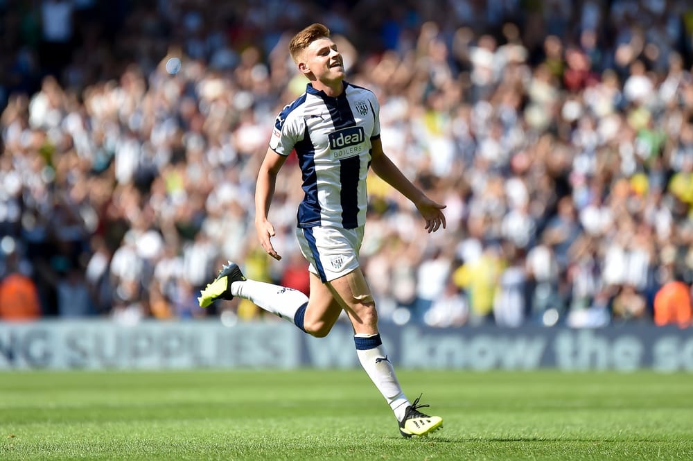 West Bromwich Albion midfielder (On loan from Leicester City) Harvey Barnes  scores a goal and celebrates 1-1 during the EFL Sky Bet Championship match between West Bromwich Albion and Bolton Wanderers at The Hawthorns, West Bromwich, England on 4 August 2018. Picture by Dennis Goodwin.