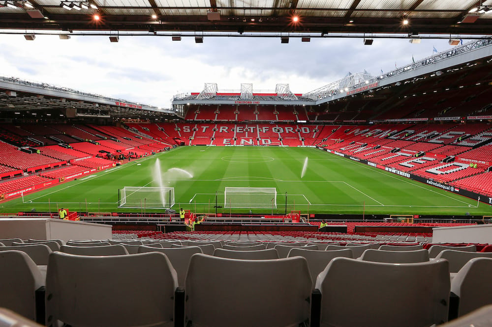 View towards the Stretford End ahead of the EFL Cup match between Manchester United and Brighton and Hove Albion at Old Trafford, Manchester, UK on 16 September 2026.