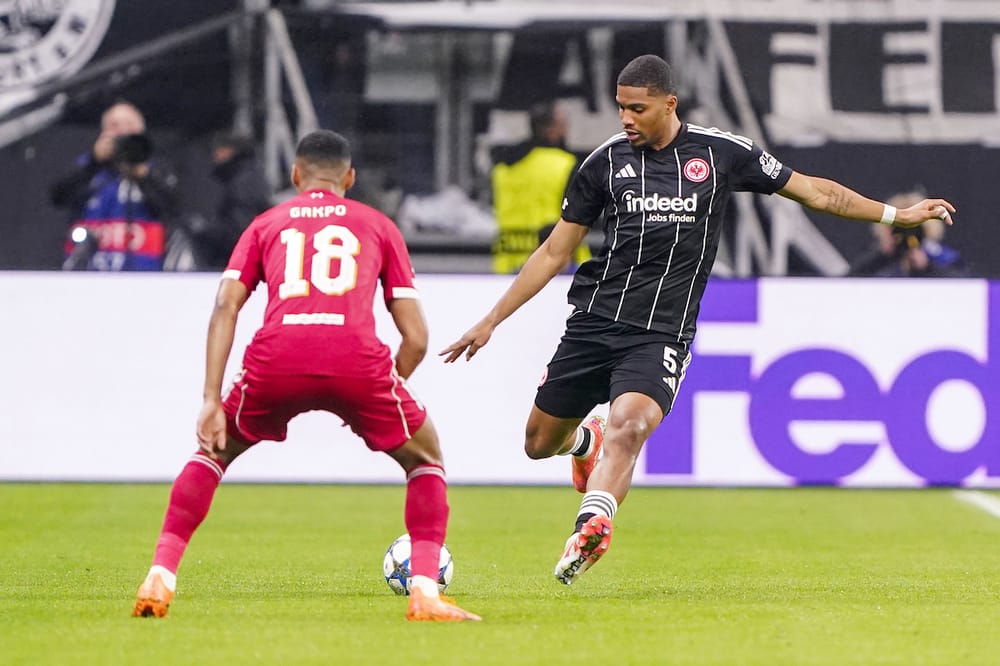 Aurele Amenda of Eintracht Frankfurt during the UEFA Champions League, League Phase, MD3 football match between Eintracht Frankfurt and Liverpool FC on 22 October 2025 at Deutsche Bank Park in Frankfurt am Main, Germany - Photo Andre Weening / Orange Pictures / ProSportsImages / DPPI