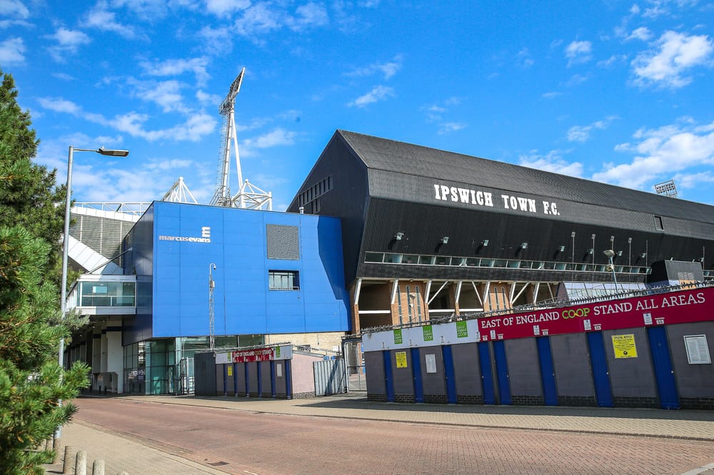General view outside the Portman Road stadium ahead of the EFL Sky Bet League 1 match between Ipswich Town and AFC Wimbledon at Portman Road, Ipswich, England on 20 August 2019.